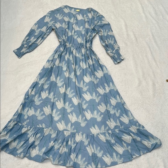 Palmacea Blue and White Floral Swimwear Resort Coverup with Flowing Design - Picture 14 of 15